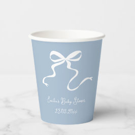 Vasos De Papel Whimsical Dusty Blue Bow Baby Shower