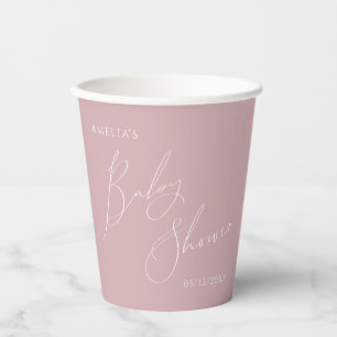 Vasos De Papel Whimsical Dusty Rosa Baby Shower
