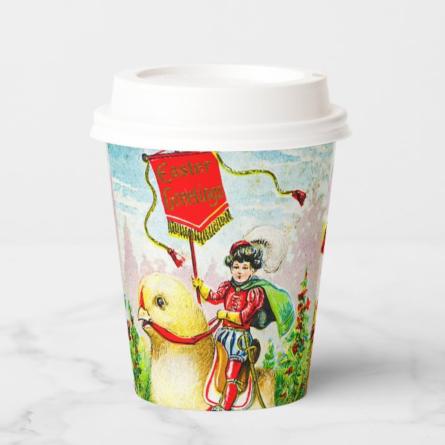 Vasos De Papel Whimsical Easter Greetings: Sobre el polluelo giga (Anverso)