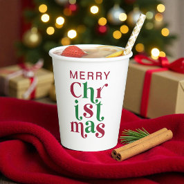 Vasos De Papel Whimsical Festive Merry Christmas Typography