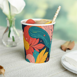 Vasos De Papel Whimsical Floral Flow Paper cup