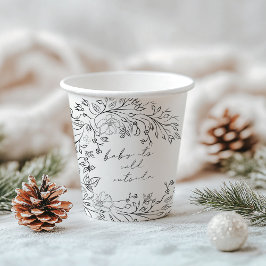 Vasos De Papel Whimsical Floral Line Art Wreath Navidad Baby Show