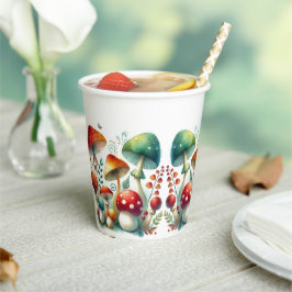 Vasos De Papel Whimsical Forest Mushroom Baby Shower