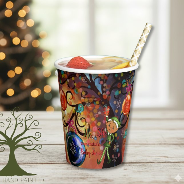 Vasos De Papel Whimsical "He or She" Elf Gender Reveal Party  (Whimsical He or She Elf Gender Reveal Party Paper Cups)