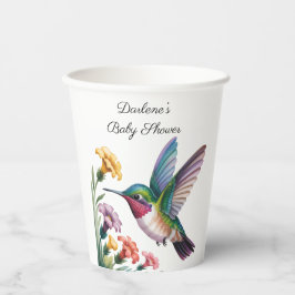 Vasos De Papel Whimsical Hummingbird Floral Baby Shower