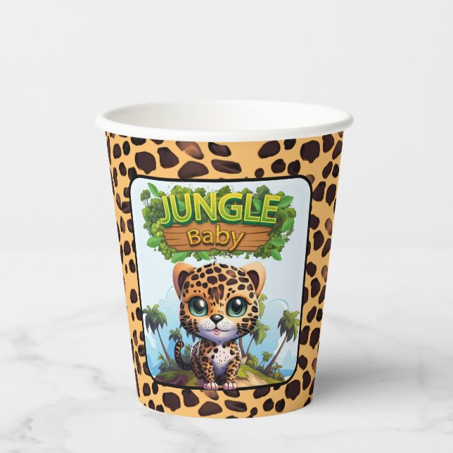 Vasos De Papel Whimsical Leopard Zoo Animal Cat Jungle 🐆 (Anverso)