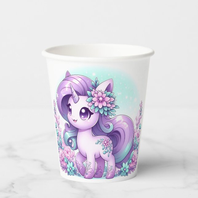 Vasos De Papel Whimsical Majestic Unicorn Baby Shower (Anverso)
