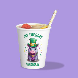 Vasos De Papel Whimsical Mardi Gras Fat Tuesday Hippo