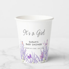 Vasos De Papel Whimsical Meadow Lavender Butfly Baby Shower