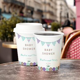 Vasos De Papel Whimsical Pastel Bunting Baby Shower