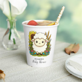 Vasos De Papel Whimsical Pastel Sheep Baby Shower
