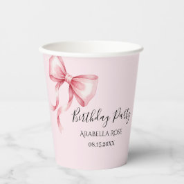 Vasos De Papel Whimsical Pink Bow Birthday Party