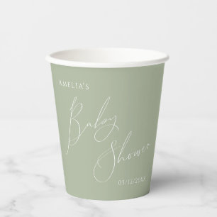 Vasos De Papel Whimsical Sage Green Baby Shower