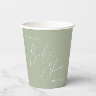 Vasos De Papel Whimsical Sage Green Baby Shower