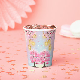 Vasos De Papel Whimsical Sakura Cherry Blossom Tree Baby Shower