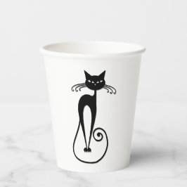 Vasos De Papel Whimsical Skinny Black Cat