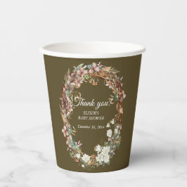 Vasos De Papel Whimsical Woodland Floral Photo Baby Shower