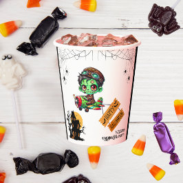 Vasos De Papel Whimsical Zombie Pilot Airplane Kids Halloween