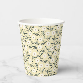 Vasos De Papel Whispering Meadow - Butter Yellow Floral Pattern
