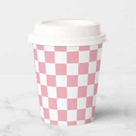 Vasos De Papel White Blush Pink Square Pattern Paper Cups