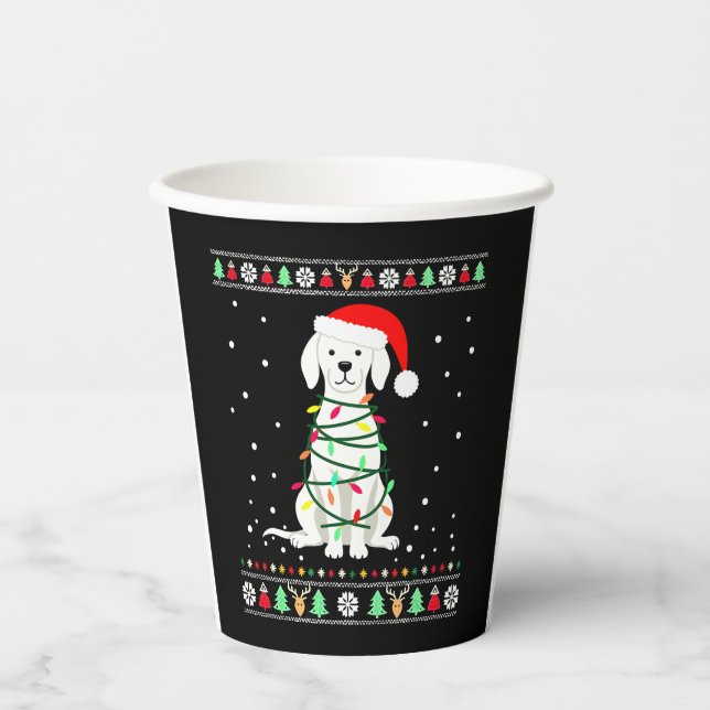Vasos De Papel White Boxer Dog Ugly Christmas Sweater Funny Xmas  (Anverso)