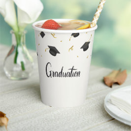 Vasos De Papel White Cap & Confetti Graduation