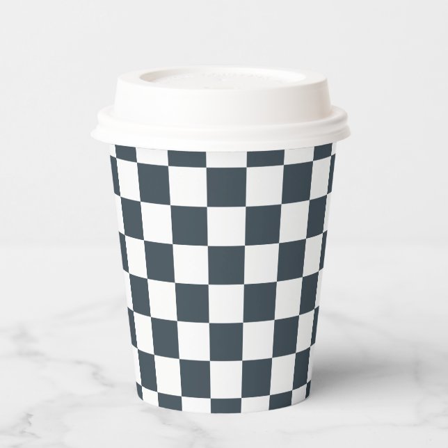 Vasos De Papel White Charcoal Gray Square Pattern Paper Cups (Izquierda)