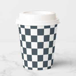 Vasos De Papel White Charcoal Gray Square Pattern Paper Cups