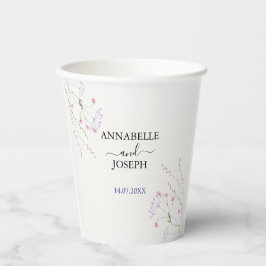 Vasos De Papel White Minimalist watercolor flowers wedding