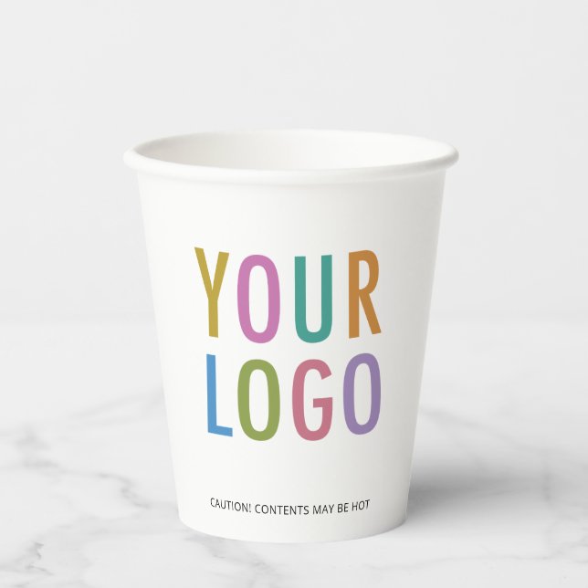 Vasos De Papel White Paper Cups Custom Business Logo Branded 8 oz (Anverso)