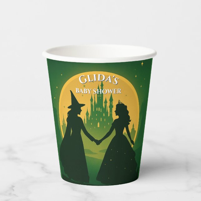 Vasos De Papel Wicked Baby Shower Cups - Elphaba & Glinda Party (Anverso)