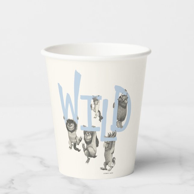 Vasos De Papel WILD | Cosas salvajes y Max - Azul (Anverso)