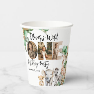 Vasos De Papel Wild One Birthday Safari Animal Photo