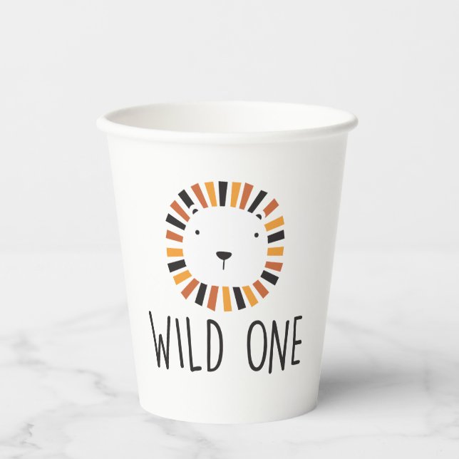 Vasos De Papel Wild one boho León primera cumpleaños Servilletas (Anverso)
