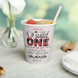 Vasos De Papel Wild One Boys Rustic Plaid Lumberjack Baby Shower