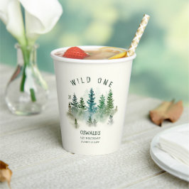 Vasos De Papel Wild One Cumpleaños 1er Cumpleaños Acuarela Bosque