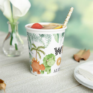 Vasos De Papel Wild One Dinosaur 1ª taza de papel de cumpleaños