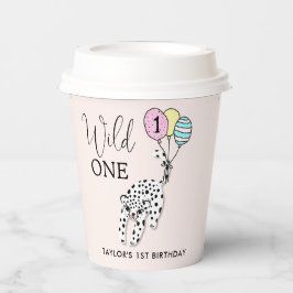 Vasos De Papel Wild One | Leopard Balloon Chica 1er cumpleaños