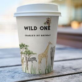 Vasos De Papel Wild One Safari Animal Birthday Party