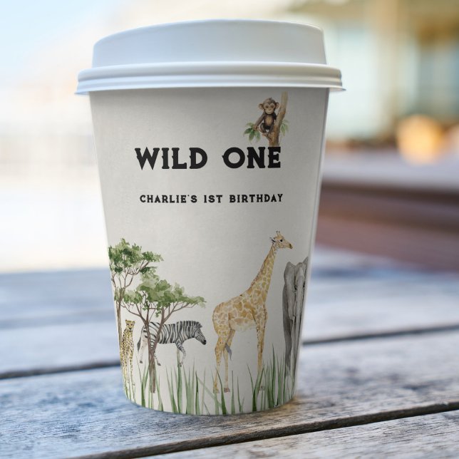 Vasos De Papel Wild One Safari Animal Birthday Party (Wild One Birthday Paper Cup)