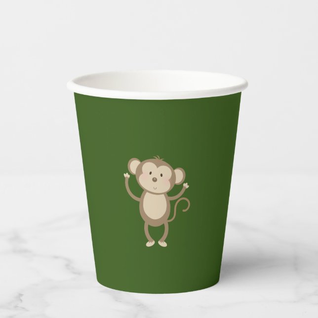 Vasos De Papel Wild One Safari Animal Monkey Baby Shower (Anverso)