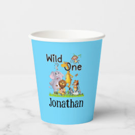 Vasos De Papel Wild One Safari Animals 1st Birthday cartoon Invit
