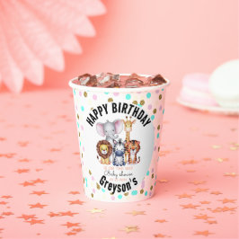 Vasos De Papel Wild One Safari Animals Baby Shower