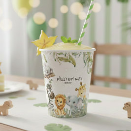 Vasos De Papel Wild One Safari Jungle Cute Animals Baby Shower