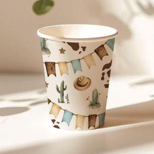 Vasos De Papel Wild West Boy First Rodeo Primer fiesta de cumplea