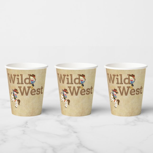Vasos De Papel Wild West Cowboy Cowgirl Tema occidental (Multi)