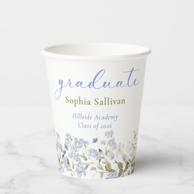 Vasos De Papel Wildflower Bloom Graduation Party (Anverso)