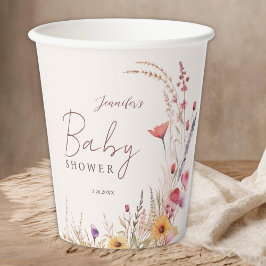 Vasos De Papel Wildflower Boho Baby Shower