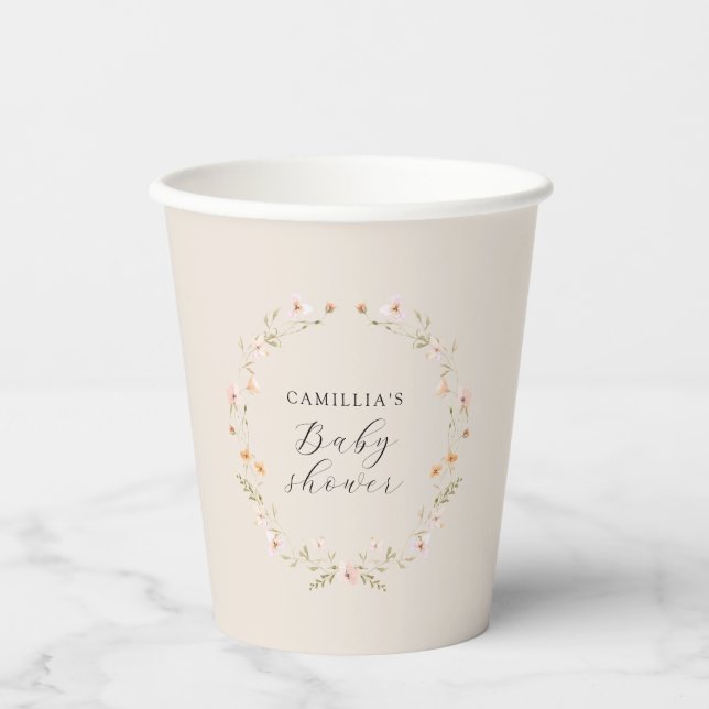 Vasos De Papel Wildflower Boho Floral Baby Shower (Anverso)