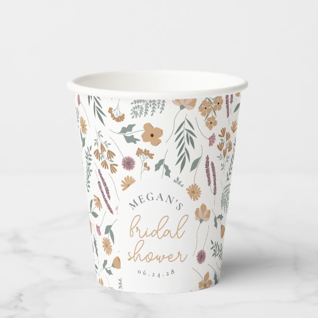 Vasos De Papel Wildflower Bridal Shower Paper Cups - Orange (Anverso)